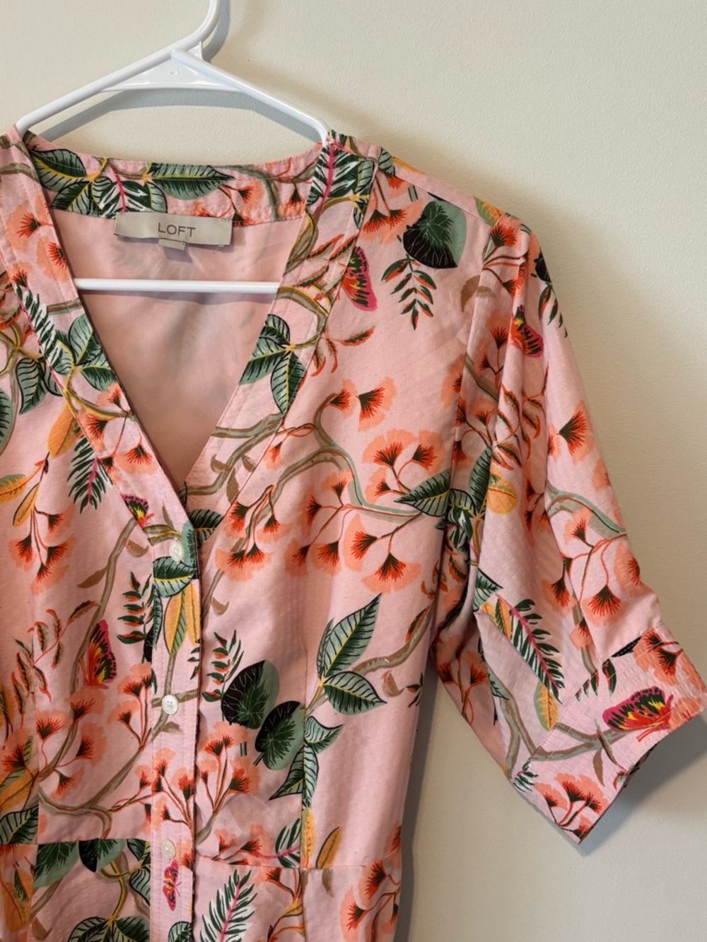 LOFT Pink Floral Graduation Dress Women Midi Dress Size 0 - Picture 2 of 9